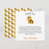Carte de remerciement pour une baby shower Abeille (Devant / Derrière)