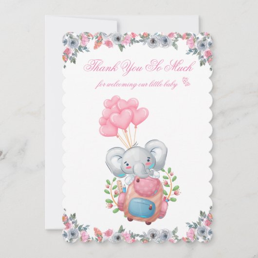 Carte de remerciement pour une Baby Shower avec un (Devant)