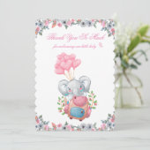 Carte de remerciement pour une Baby Shower avec un (Debout devant)