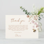 Carte de Remerciement pour une Baby Shower de Fleu (Debout devant)