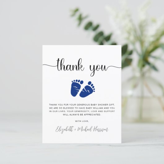 Carte de remerciement pour une baby shower garçon (Debout devant)