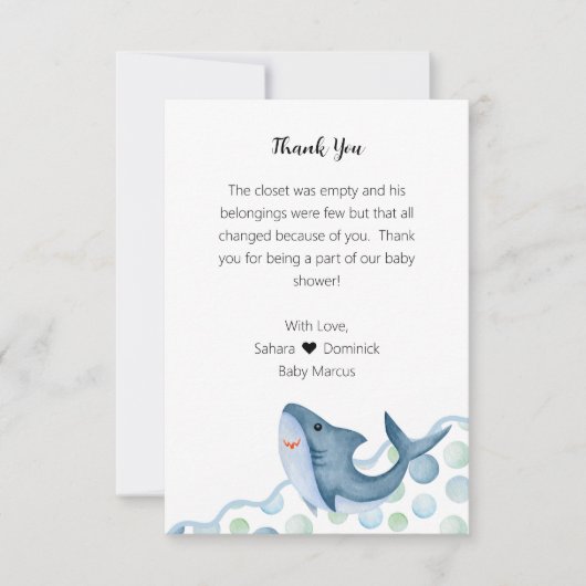 Carte de remerciement pour une Baby Shower sur le  (Devant)