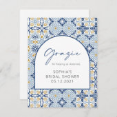 Carte de remerciement pour une douche de mariage m (Devant / Derrière)