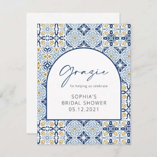 Carte de remerciement pour une douche de mariage m (Devant / Derrière)