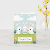 Carte de remerciement pour une fête à thé aux lapi (Fleur jaune)