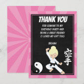 Carte de remerciement pour une fête de fille aux c (Devant / Derrière)