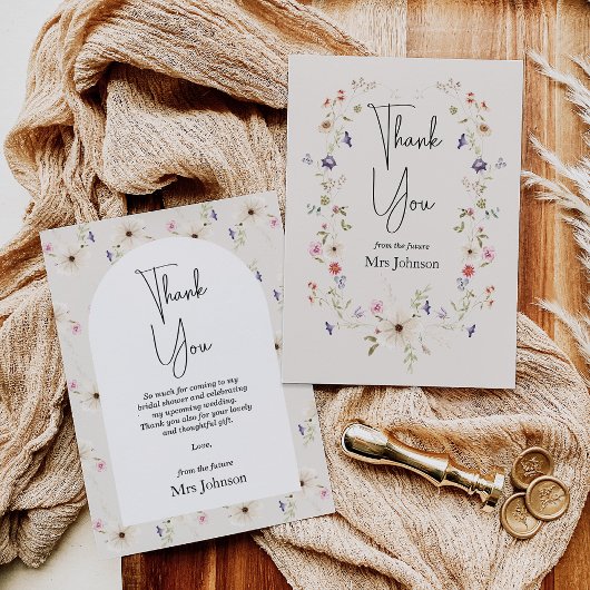 Carte de remerciement pour une fête de mariage cha