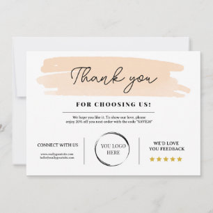 Carte de remerciement pour votre commande, Merci d
