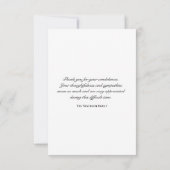 Carte de remerciement pour votre sympathie avec or (Dos)