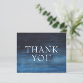 Carte de remerciement professionnelle simple bleu (Debout devant)