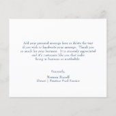 Carte de remerciement professionnelle simple bleu (Dos)