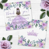 Carte de remerciement Quinceanera à fleurs violett