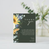 Carte de Remerciement Réception Verte Tournesol de (Debout devant)