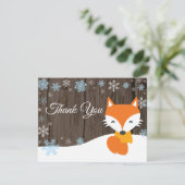 Carte de remerciement renard de Noël d'hiver bleu (Debout devant)