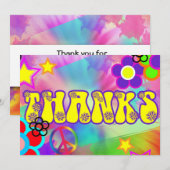 Carte de remerciement rétro arc-en-ciel hippie (Devant / Derrière)