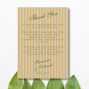 Carte de remerciement rétro miel vert bouteille vi