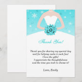 Carte de remerciement robe flocons de neige turquo (Devant / Derrière)