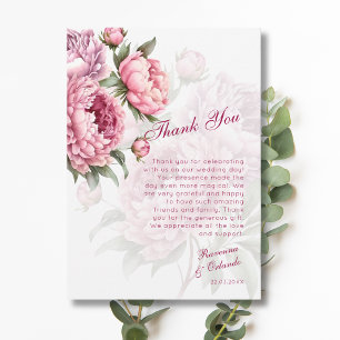 Carte de remerciement romantique de pivoine botani