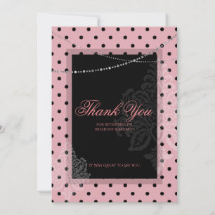 Carte de remerciement rose à points pour petit-déj