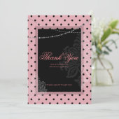 Carte de remerciement rose avec des points pour le (Debout devant)