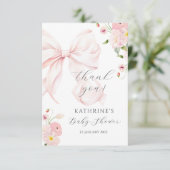 Carte de remerciement rose bébé en fleurs (Debout devant)