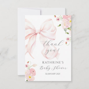 Carte de remerciement rose bébé en fleurs