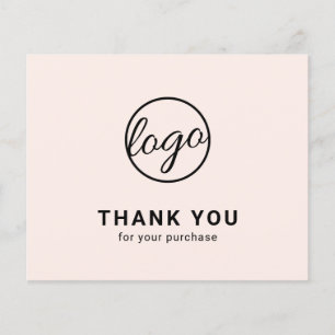 Carte de remerciement rose blush à logo personnali