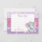 Carte de remerciement Rose éléphant violet Fête d' (Dos)