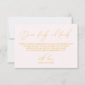 Carte de remerciement rose et jaune minimal simple (Dos)