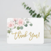 Carte de remerciement rose florale pour fête de bé (Debout devant)