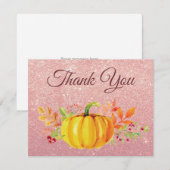 Carte de remerciement Rose Gold Pink Glitter Pumpk (Devant / Derrière)
