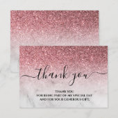 Carte de remerciement rose gold poudrée rose (Devant / Derrière)