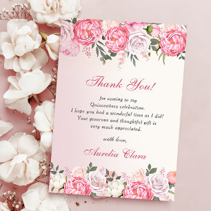 Carte de remerciement Rose pastel romantique pour 