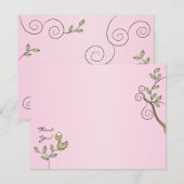 Carte de remerciement rose pour Baby Shower, "Oise (Devant / Derrière)