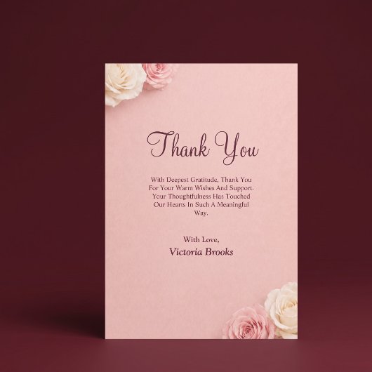 Carte de remerciement Rose rose pâle