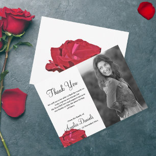 Carte de remerciement Rose Rouge en mémoire