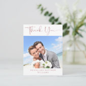 Carte de remerciement rose simple moderne Photo (Debout devant)