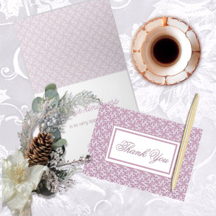 Carte de remerciement rose victorienne