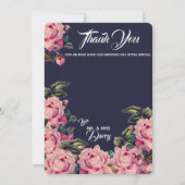 Carte de remerciement Roses peintes en rose (Dos)