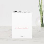 Carte de remerciement rouge blanc noir Damassé, cœ (Dos)