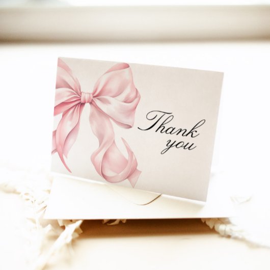 Carte de remerciement Ruban Rose Coquette Ruban