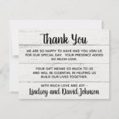 Carte de remerciement rustique de mariage à la cam (Devant)