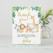 Carte de remerciement Safari Garçon Dos Blanc (Debout devant)