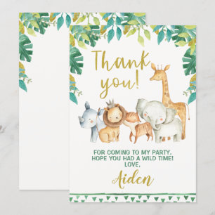 Carte de remerciement Safari Wild One pour garçons