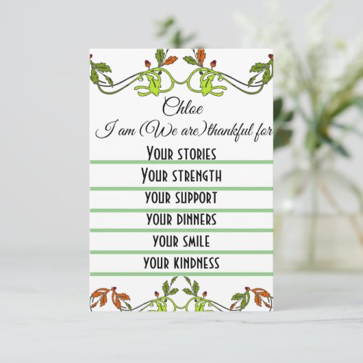 Carte de remerciement simple (Debout devant)