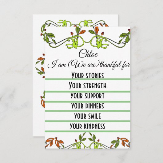 Carte de remerciement simple (Devant / Derrière)