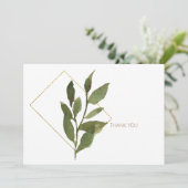 Carte de remerciement simple avec feuillage modern (Debout devant)