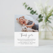 Carte de remerciement simple avec photo de bébé et (Debout devant)