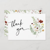 Carte de remerciement simple boho jolies fleurs sa (Devant / Derrière)