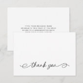 Carte de remerciement simple calligraphie noir et  (Devant / Derrière)